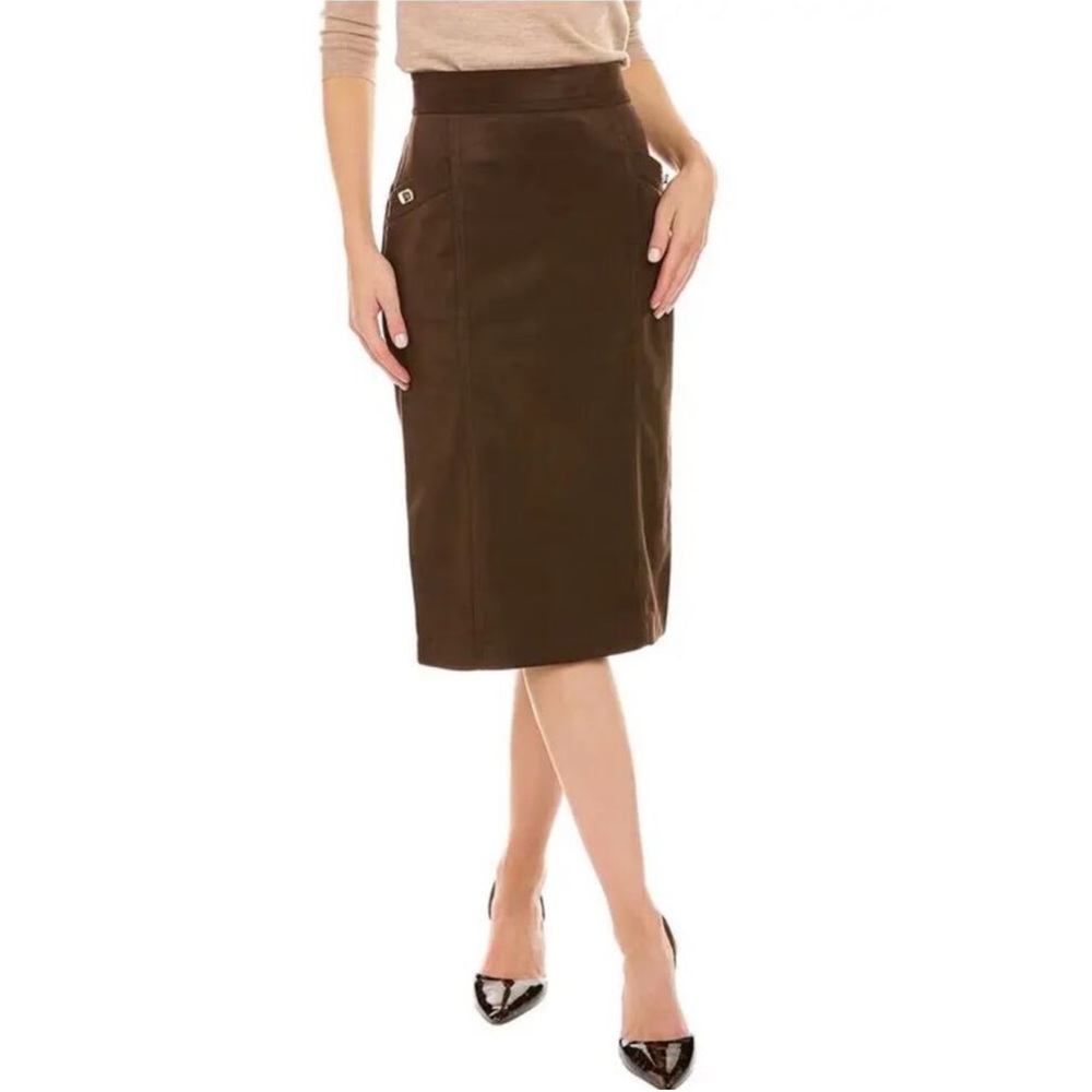 J. McLaughlin Rowena Faux Suede Midi Skirt in Mocha size 6